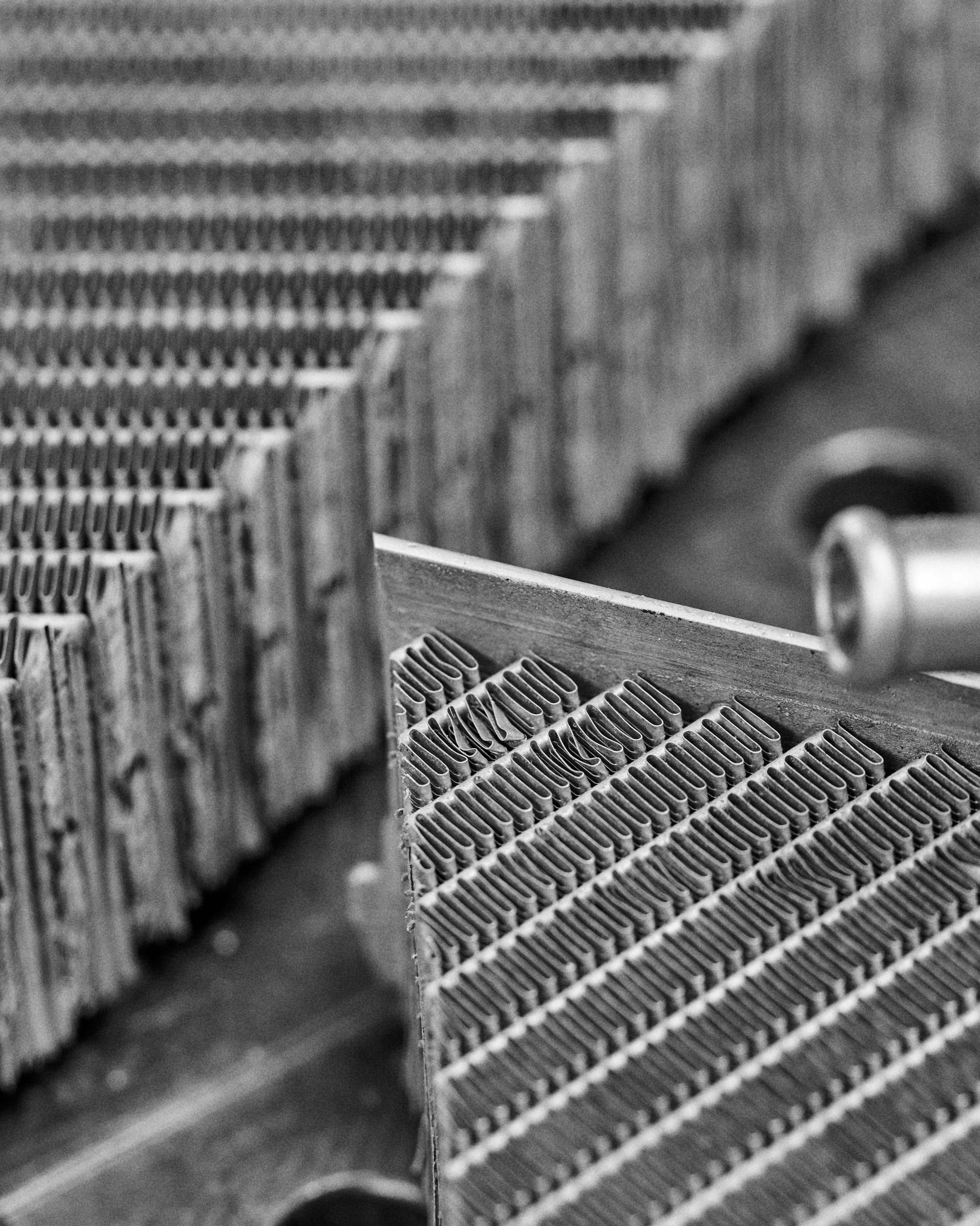 Black & White close up artsy image of Formula one car radiators before they are made in RESS Jewellery
